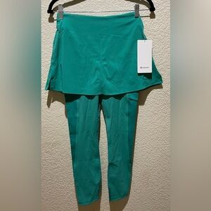 NWT Lululemon 2 in 1 High Rise Tennis Skirt Tights 25” Green Size 4
